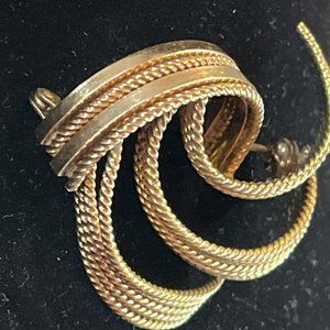 Vintage Signed Germany 1/20 18KT RGP Gold Plated Swirl Textured Brooch Pin